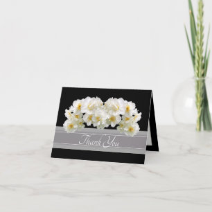 Elegantes weißes Narzissen-Blumenstrauß-Dankeschön Dankeskarte