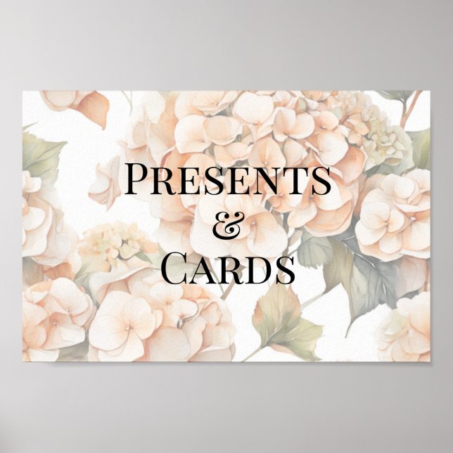 Elegantes, weißes, orangefarbenes Barockblau Poster (Vorne)