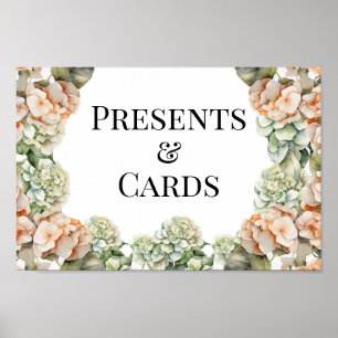 Elegantes, weißes, orangefarbenes Barockblau Poster