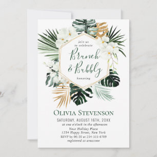 Elegantes Weißes Orchideen Bohemisches BRAUTPARTY Einladung