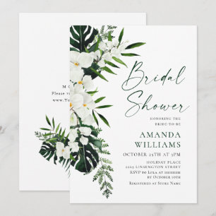 Elegantes Weißes Orchideen Bohemisches Brautparty Einladung