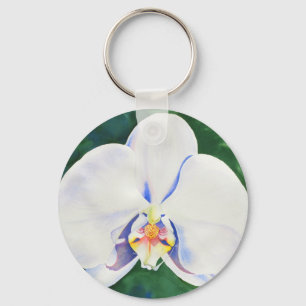 Elegantes weißes Orchideengemälde Schlüsselanhänger