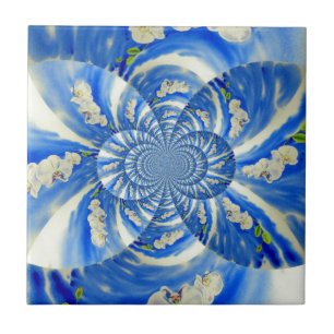 Elegantes, weißes Orchideenlackieren Fliese