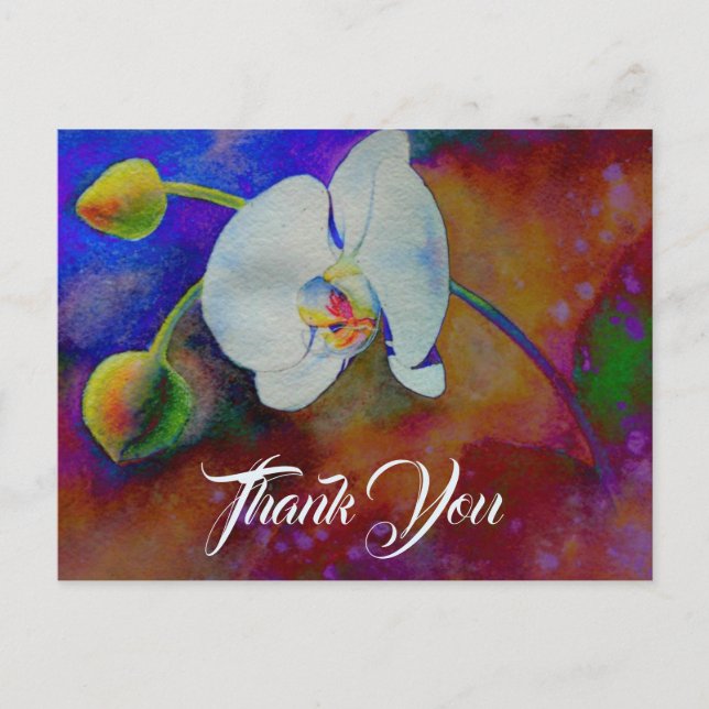 Elegantes, weißes Orchideenlackieren Postkarte (Vorderseite)