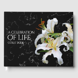 Elegantes Weißes Orientales Lilies Feiern des Lebe Gästebuch