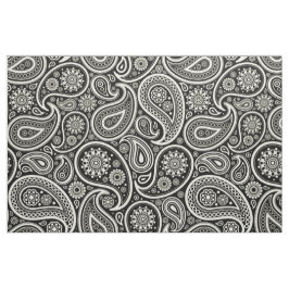 Elegantes weißes Paisley über schwarzem Hintergrun Stoff