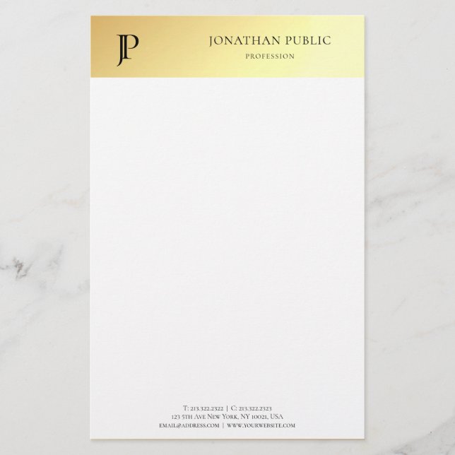 Elegantes, weißes Personalisiertes Modern Template Briefpapier (Vorderseite)