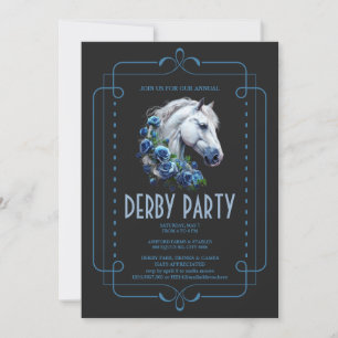 Elegantes Weißes Pferd & Blaue Rosen Kentucky Derb Einladung