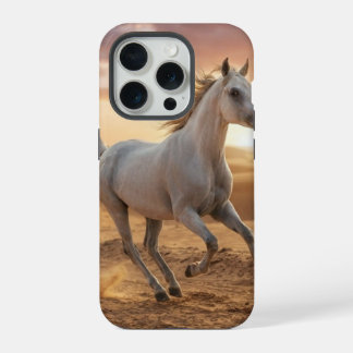 Elegantes weißes Pferd laufende Handyhülle iPhone 15 Pro Hülle