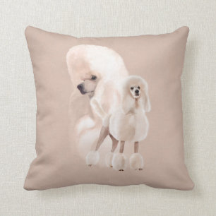 Elegantes weißes Poodle-Pastel-Collage Kissen