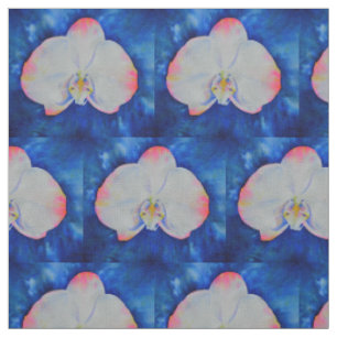 Elegantes weißes, rosa Aquarellorchid Stoff