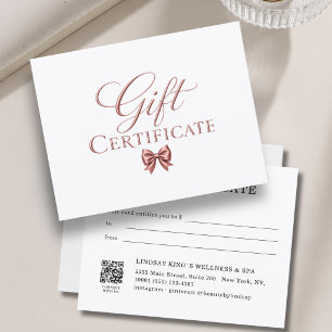 Elegantes weißes Roségold-Geschenkzertifikat mit S