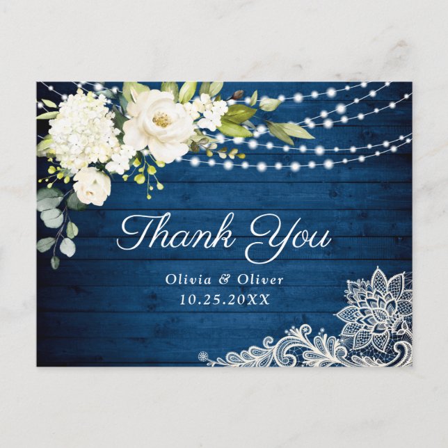 Elegantes weißes Rosen und rustikales Holz Vielen  Postkarte (Vorderseite)
