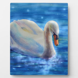 Elegantes weißes Schwan-Aquarellbild Fotoplatte