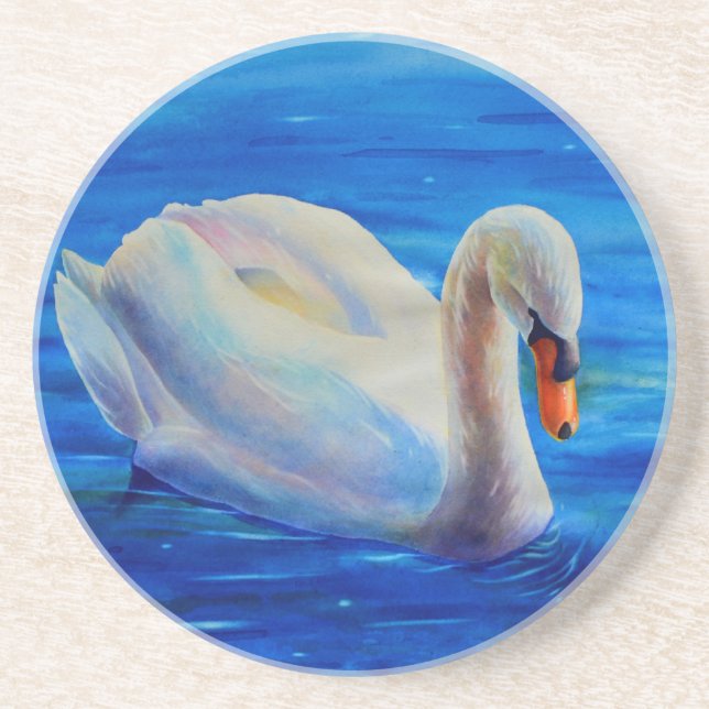 Elegantes weißes Schwan-Aquarellbild Getränkeuntersetzer (Vorne)