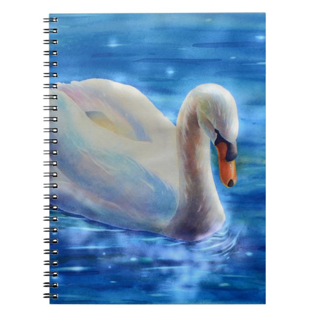 Elegantes weißes Schwan-Aquarellbild Notizblock (Vorderseite)