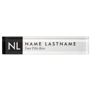 Elegantes weißes schwarzes namensplakette
