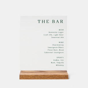 Elegantes weißes Serifen-Getränkemenu Acrylschild