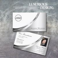 Elegantes weißes Silber-Dekor mit Logo und Foto