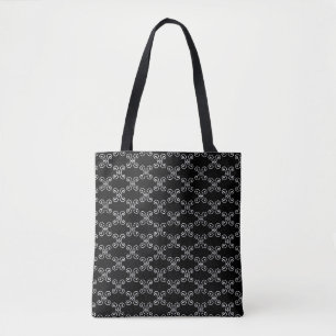 Elegantes weißes Spiralmuster und Streifen auf Sch Tasche