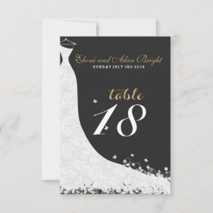 Elegantes weißes Spitzen-Hochzeitskleid Tisch 18 Einladung