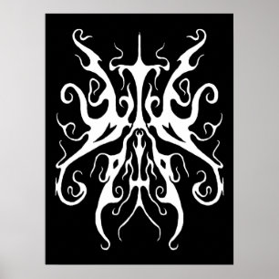 Elegantes weißes Stammesmasken-Abstraktdesign Poster