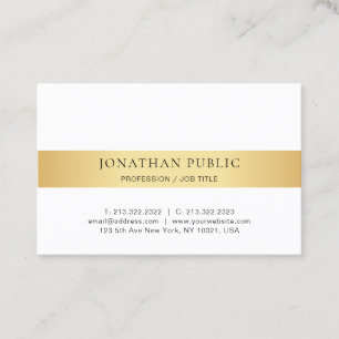 Elegantes, weißes Template in Gold Moderne Minimal Visitenkarte