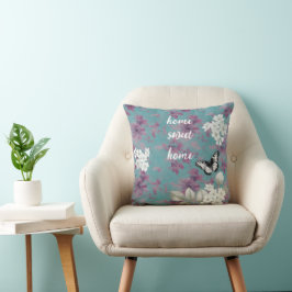 Elegantes weißes und Lila Floral Kissen