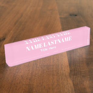 Elegantes weißes und rosa benutzerdefiniertes Name Namensplakette