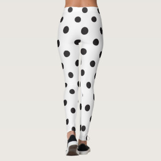 Elegantes weißes und schwarzes Polka-Dots-Muster f Leggings