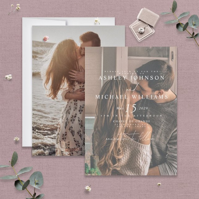 Elegantes Weißes Vellum Overlay 2 Foto Einladung (Von Creator hochgeladen)