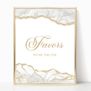 Elegantes Weißgold-Achat-Partygeschenk-Schild Poster