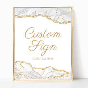 Elegantes Weißgold-Achat-Schild mit individuellem  Poster