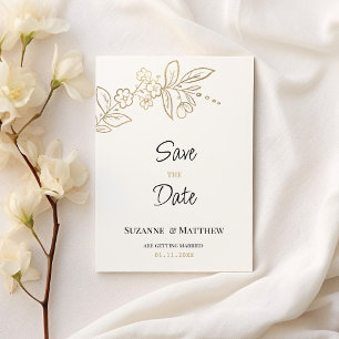 Elegantes Weißgold, einfach blumenreich Save the D Einladung