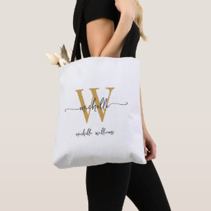 Elegantes Weißgold Personalisiertes Monogramm für  Tasche