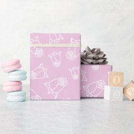 Elegantes Weißrosen-Jubiläum-Geschenk Rosa Nahtlos Geschenkpapier