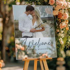 Elegantes Welcome Calligraphy Wedding Foto Acrylschild