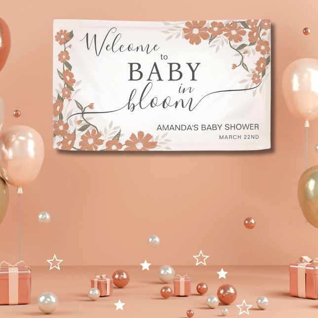 Elegantes Welcome Daisy Baby in Bloom Baby Shower Banner (Von Creator hochgeladen)