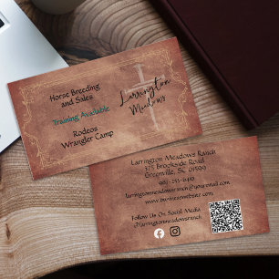 Elegantes Western-Cross-QR-Code-Geschäft für Pferd Visitenkarte