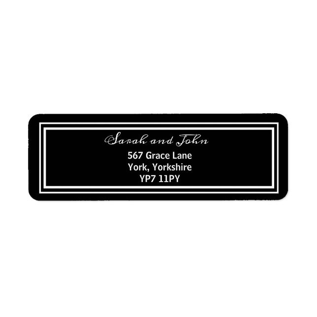 Elegantes White and Black Wedding Address Label (Vorne)