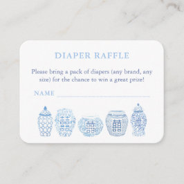 Elegantes White and Blue Baby Dusche Windeln Raffl Begleitkarte