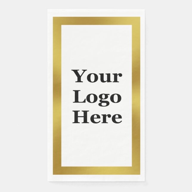 Elegantes White and Gold Business Ihr Logo hier Serviette (Vorderseite)