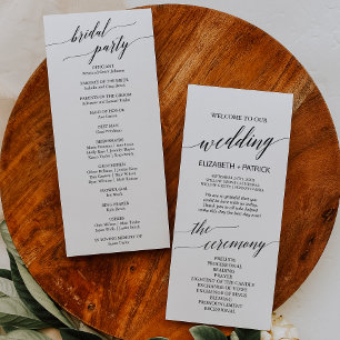 Elegantes White & Black Calligraphy Wedding Progra Programm