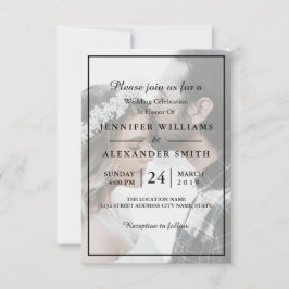 Elegantes White & Black Foto Einladung zur Hochzei