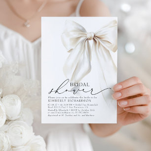 Elegantes White Bow Brautparty Chic Cream Einladung