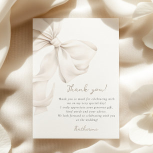 Elegantes White Bow Brautparty Danke Karte