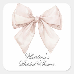 Elegantes White Bow Brautparty Quadratischer Aufkleber
