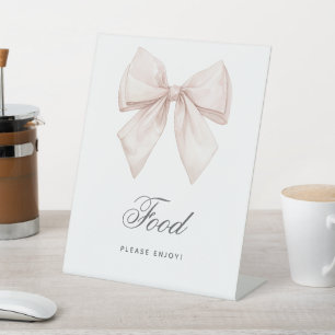 Elegantes White Bow Duwer Food-Zeichen Sockelschild