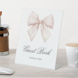 Elegantes White Bow Gästebuch-Duschzeichen Sockelschild