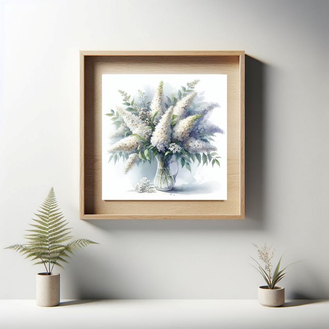 Elegantes White Buddleia Floral Bouquet Art Patter Poster (Von Creator hochgeladen)